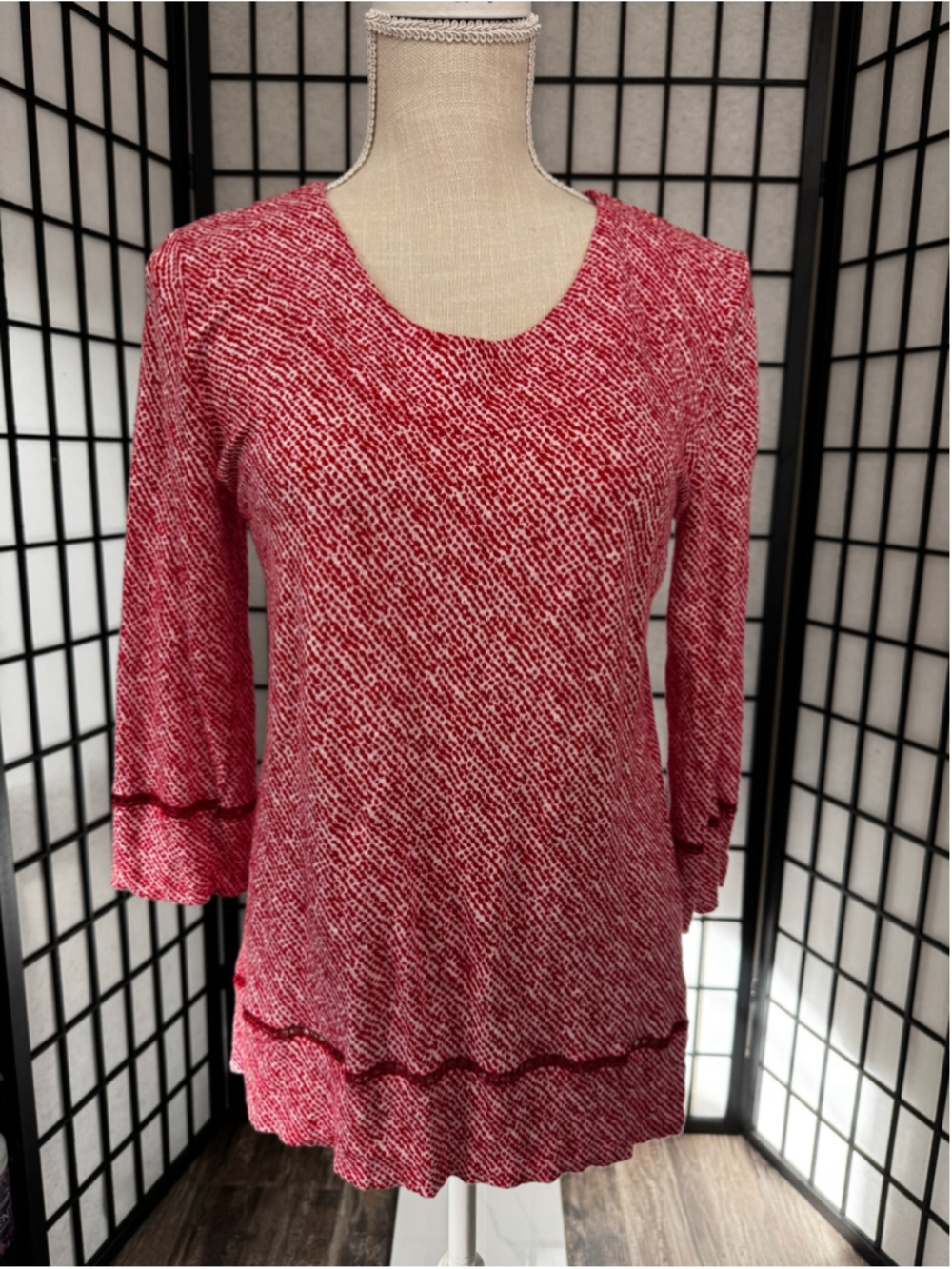 Women's Pendleton Tunic Top Size SP Red White Patterned